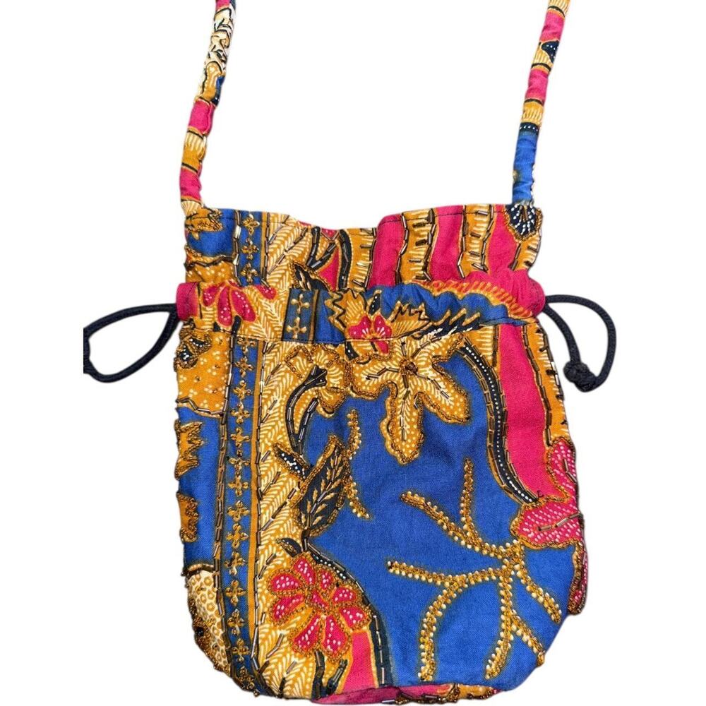 Vintage Y2K 90s boho retro cottage core festival colorful beaded bag